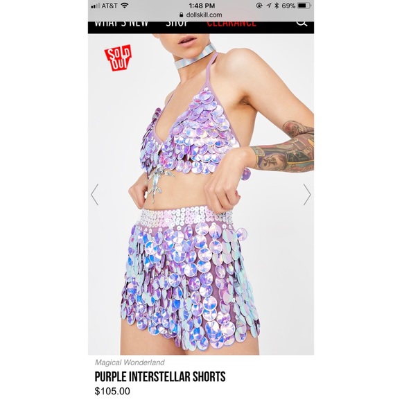 ✨💜Purple Sequin Festival Shorts💜✨ - Picture 2 of 6
